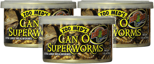 Zoo Med 3 Pack of Can O' Superworms, 1.2 Ounces per Can Animals & Pet Supplies > Pet Supplies > Reptile & Amphibian Supplies > Reptile & Amphibian Food Zoo Med   