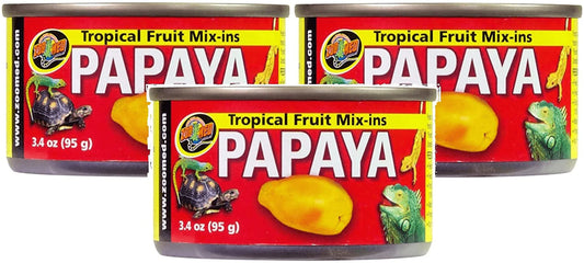 Zoo Med 3 Pack of Tropical Fruit Mix-Ins Papaya Reptile Food, 3.4-Ounces Each