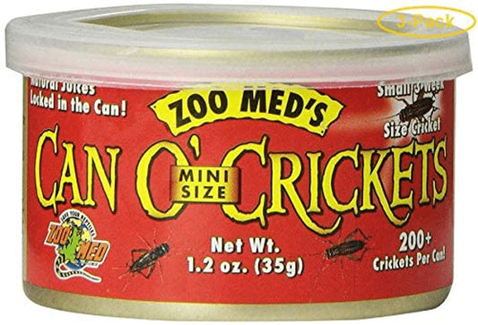 Zoo Med Can O' Mini Sized Crickets 1.2 Oz (200 Crickets) - Pack of 3