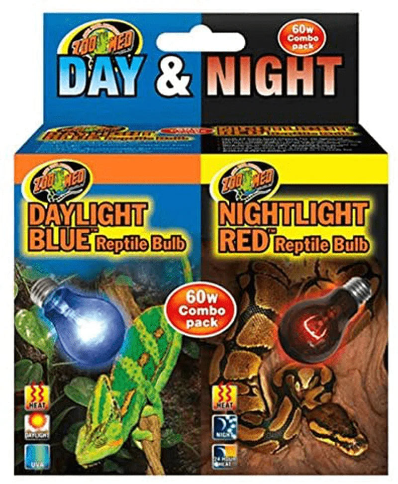 Zoo Med Day & Night Reptile Bulbs Combo Pack 60 Watts - Combo Pack - Pack of 2