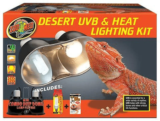 Zoo Med Desert UVB & Heat Lighting Dual Kit Animals & Pet Supplies > Pet Supplies > Reptile & Amphibian Supplies > Reptile & Amphibian Habitat Accessories Zoo Med   