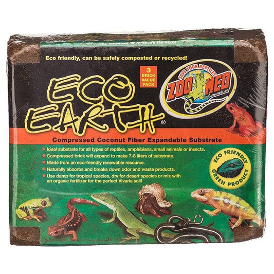 Zoo Med Eco Earth Compressed Coconut Fiber Expandable Substrate 3 Count (Makes 21-24 Liters) Pack of 2 Animals & Pet Supplies > Pet Supplies > Fish Supplies > Aquarium Gravel & Substrates Zoo Med   