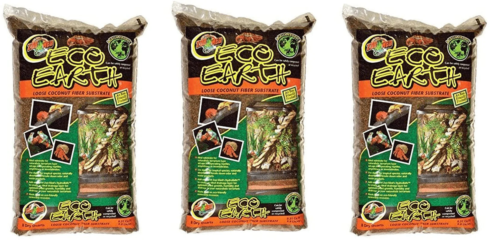 Zoo Med Eco Earth Loose Coconut Fiber Substrate, Pack of 3, 8 Quart Animals & Pet Supplies > Pet Supplies > Reptile & Amphibian Supplies > Reptile & Amphibian Substrates Zoo Med   