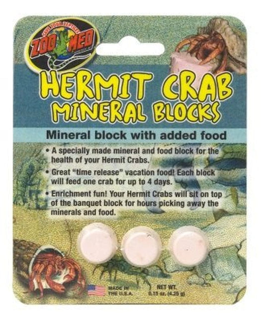 Zoo Med Hermit Crab Mineral Blocks with Added Food, .15 Oz, 3 Ct