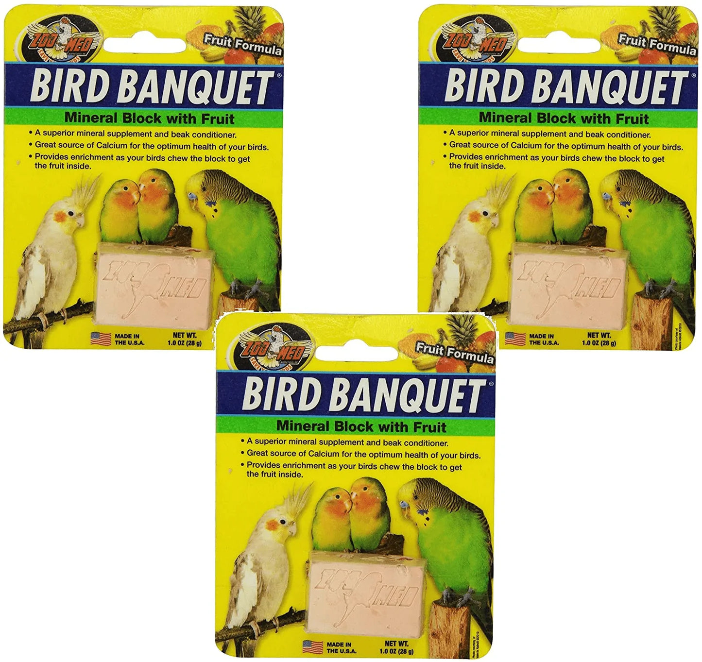 Zoo Med Laboratories Bird Banquet Fruit Mineral Blocks, Small (3 Pack) Animals & Pet Supplies > Pet Supplies > Bird Supplies > Bird Treats Zoo Med   