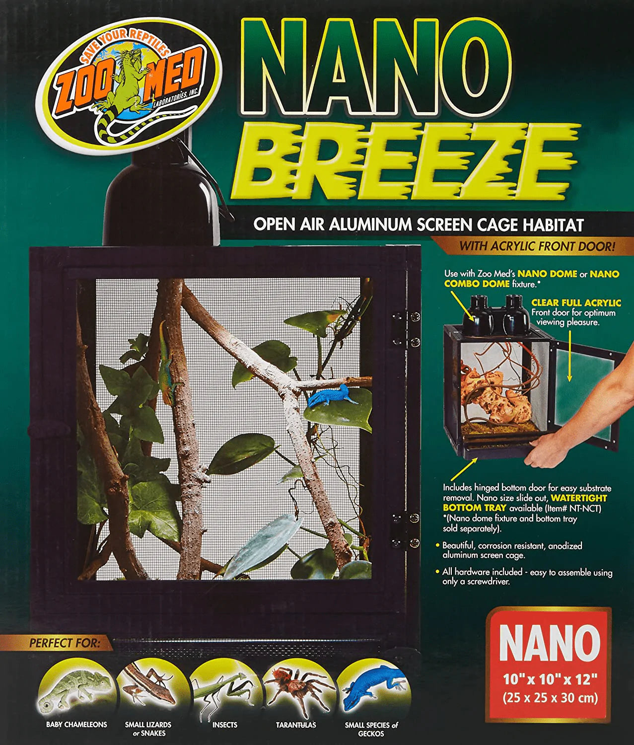 Zoo Med Labs Nano Breeze Alumuninum Screen Cage Animals & Pet Supplies > Pet Supplies > Small Animal Supplies > Small Animal Habitats & Cages Zoo Med   