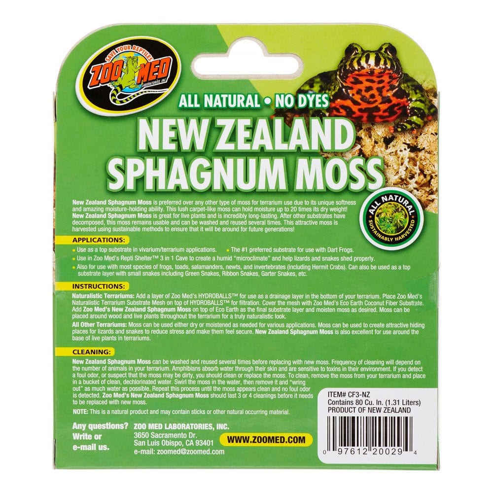 Zoo Med New Zealand Sphagnum Moss Terrarium Substrate, 80 Cu In Animals & Pet Supplies > Pet Supplies > Fish Supplies > Aquarium Gravel & Substrates ZOO Med LABORATORIES INC   