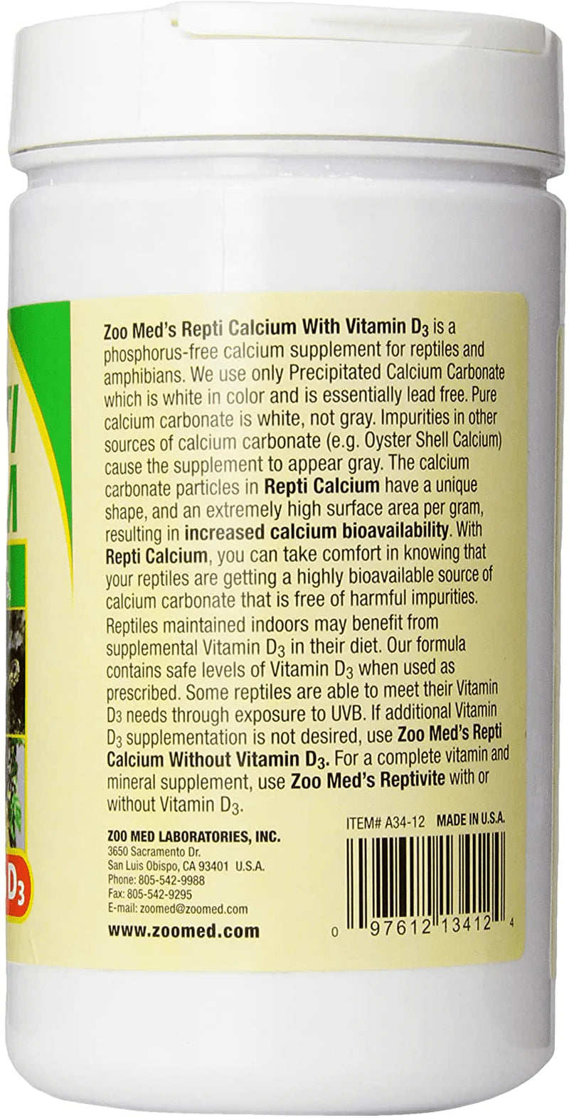 Zoo Med Reptile Calcium with Vitamin D3, 12-Ounce Animals & Pet Supplies > Pet Supplies > Reptile & Amphibian Supplies > Reptile & Amphibian Substrates Zoo Med Laboratories   
