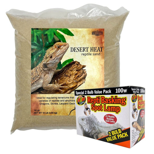 Zoomed 100W Basking Bulb Reptile Heat Lamp (2 Pack) with 10 Pound Bag of Desert Heat Reptile Sand- Starter Pack Animals & Pet Supplies > Pet Supplies > Reptile & Amphibian Supplies > Reptile & Amphibian Substrates Home and Country USA   