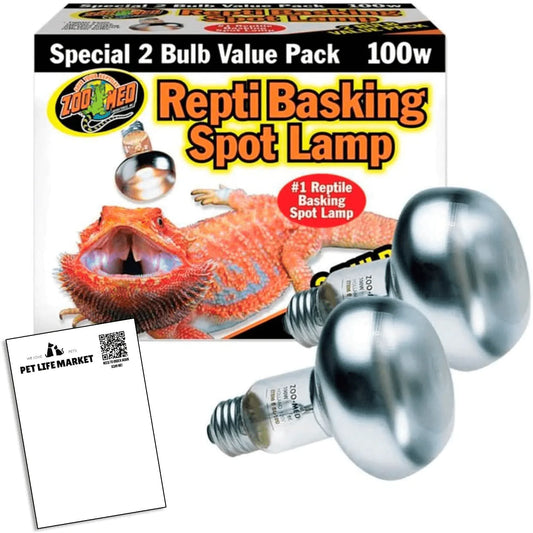 Zoomed Repti Basking Spot Bulb - Value 2 Pack 100 WATT - plus Exclusive Notebook Animals & Pet Supplies > Pet Supplies > Reptile & Amphibian Supplies > Reptile & Amphibian Habitats PLM   