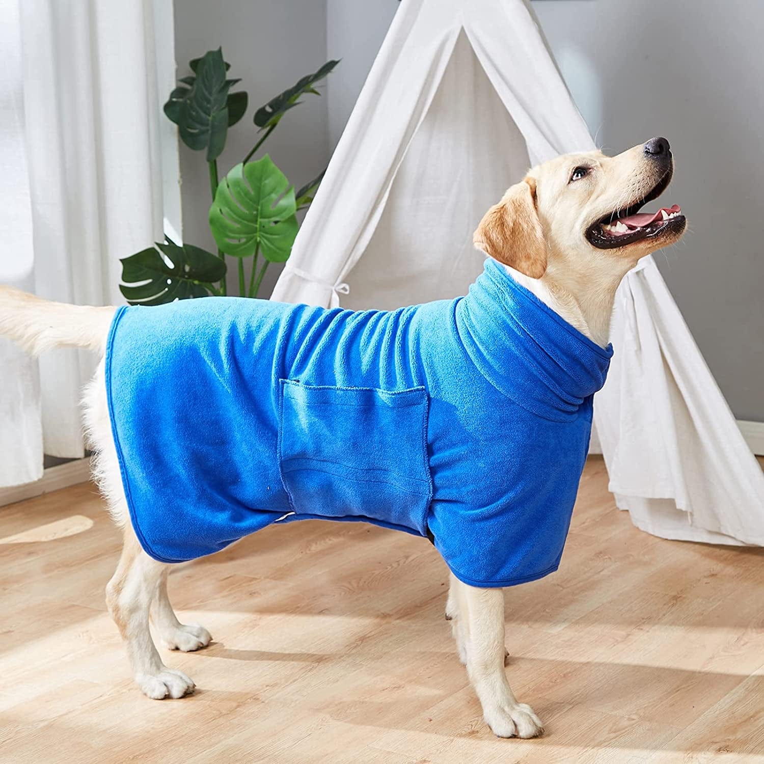 zorela dog drying coat towel robe super absorbent dog bathrobe 400gsm microfibre towel super soft fast drying pet dog robe adjustable collar waist dog dressing gown for cat puppy smal d049b05b fe59 4f37 9643