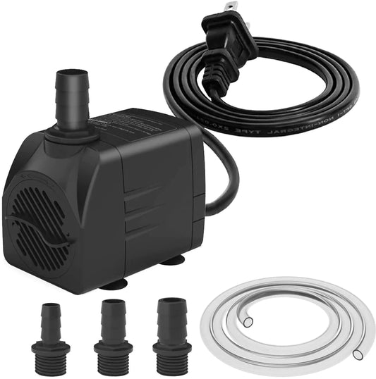 Zoronk Fountain Pump Dry Burnning Protection&Ultra Quiet Design with 4.8Ft Tubing 400GPH for Aquarium, Fish Tank Fountain, Powerful Submersible Water Pump with 5.9Ft (1.8M) Power Cord … Animals & Pet Supplies > Pet Supplies > Fish Supplies > Aquarium & Pond Tubing Zoronk 400GPH  