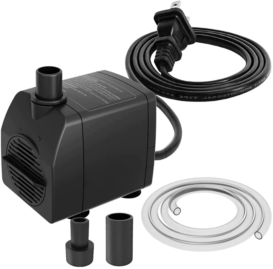 Zoronk Fountain Pump Dry Burnning Protection&Ultra Quiet Design with 4.8Ft Tubing 400GPH for Aquarium, Fish Tank Fountain, Powerful Submersible Water Pump with 5.9Ft (1.8M) Power Cord … Animals & Pet Supplies > Pet Supplies > Fish Supplies > Aquarium & Pond Tubing Zoronk 200GPH  
