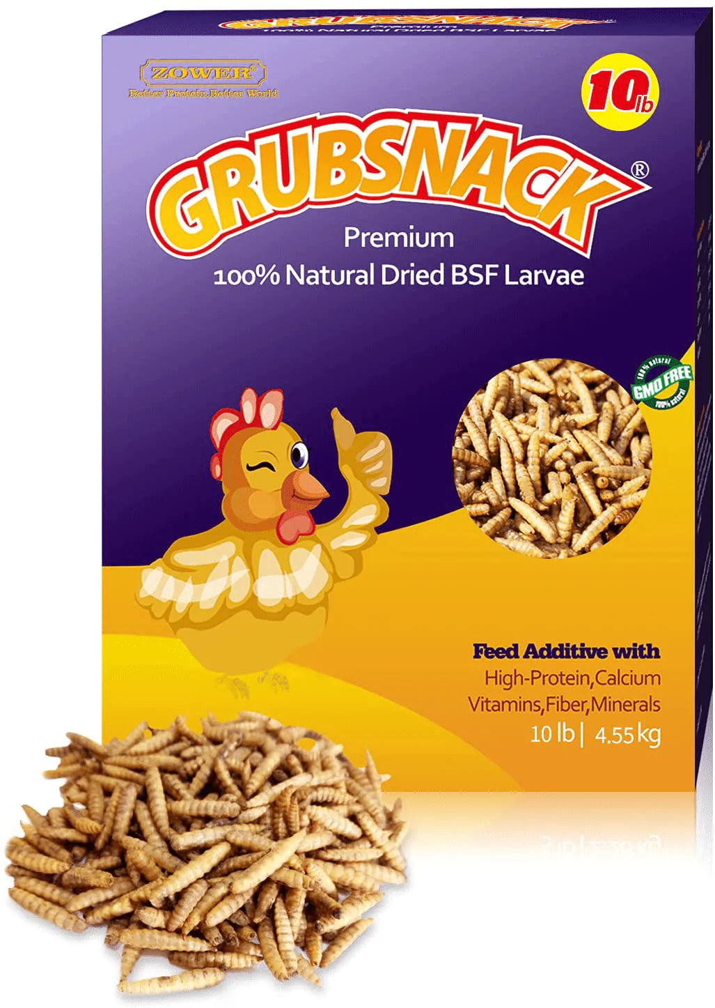 Zower 10 Lbs Natural Meally Worms-Dried Black Soldier Fly Larvae,Rich-Protein Scratch Treats with over 85X More Calcium than Dried Mealworms for Chicken,Egg Laying Hens,Birds,Amphibians and Reptiles Animals & Pet Supplies > Pet Supplies > Bird Supplies > Bird Treats Zower   