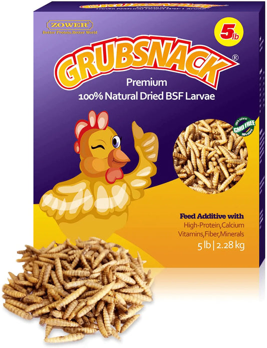 Zower 5 Lbs Natural Meally Worms-Dried Black Soldier Fly Larvae,Rich-Protein Scratch Treats with over 85X More Calcium than Dried Mealworms for Chicken,Egg Laying Hens,Birds,Amphibians and Reptiles Animals & Pet Supplies > Pet Supplies > Bird Supplies > Bird Treats SD Biotec   