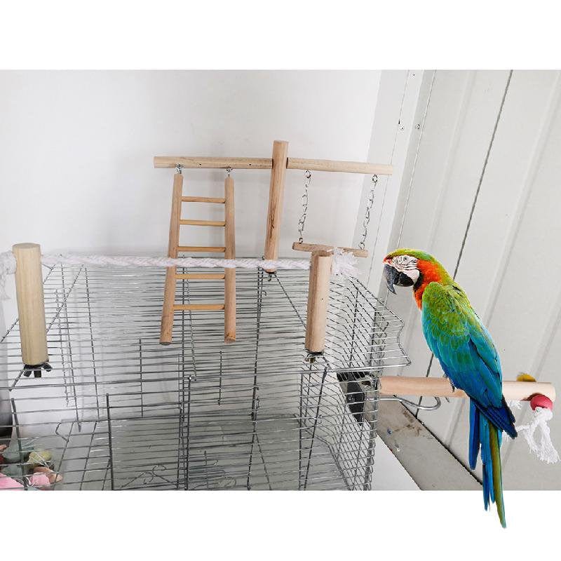 ZOYONE Parrot Climbing Ladder Swing Toy Natural Wood Bird Conure Cage for Play Gyms Playground Stand Rope Perch Animals & Pet Supplies > Pet Supplies > Bird Supplies > Bird Gyms & Playstands ZOYONE   