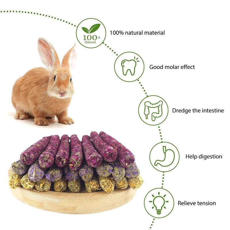 ZPAQI 18 Pcs Bunny Chew Toys Rabbit Edible Treat Natural Timothy Hay Petals Sticks No Additives for Rabbit Chinchilla Hamster Animals & Pet Supplies > Pet Supplies > Small Animal Supplies > Small Animal Treats ZPAQI   