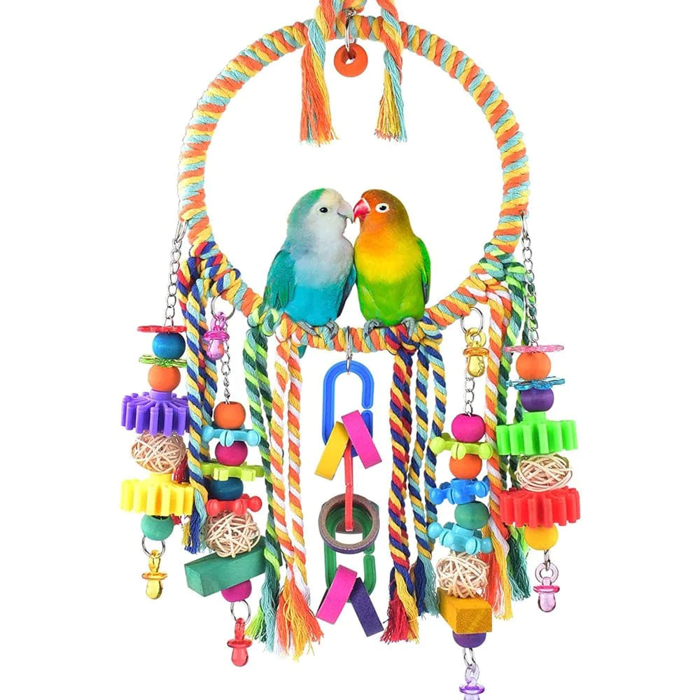 ZPAQI Bird Chew Toys Colorful Swing Perch Cotton Rope Pecking Toy for Finch Canary Animals & Pet Supplies > Pet Supplies > Bird Supplies > Bird Toys ZPAQI   