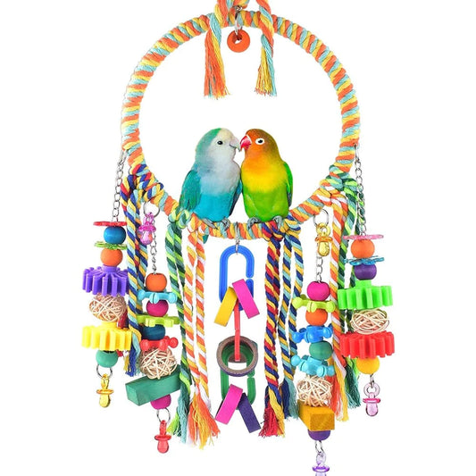 ZPAQI Bird Chew Toys Colorful Swing Perch Cotton Rope Pecking Toy for Finch Canary Animals & Pet Supplies > Pet Supplies > Bird Supplies > Bird Toys ZPAQI   