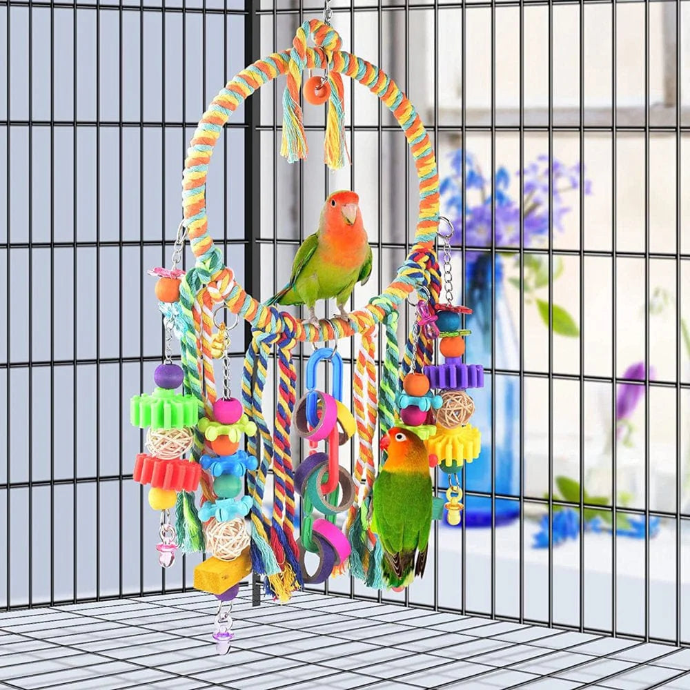 ZPAQI Bird Chew Toys Colorful Swing Perch Cotton Rope Pecking Toy for Finch Canary Animals & Pet Supplies > Pet Supplies > Bird Supplies > Bird Toys ZPAQI   