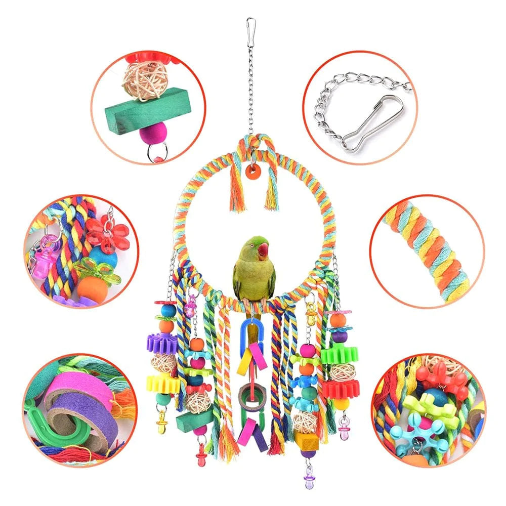 ZPAQI Bird Chew Toys Colorful Swing Perch Cotton Rope Pecking Toy for Finch Canary Animals & Pet Supplies > Pet Supplies > Bird Supplies > Bird Toys ZPAQI   