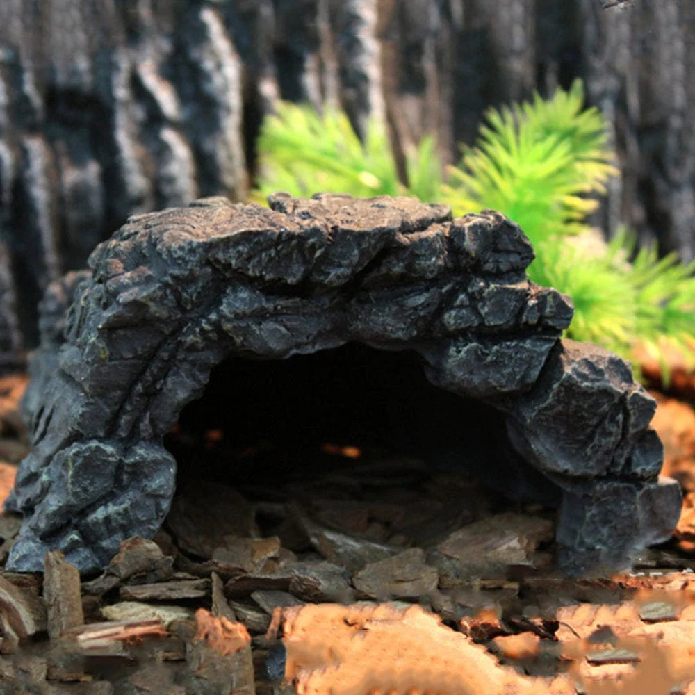 ZPAQI Reptile Rock Hideout Habitat Decoration Non Toxic Resin Realistic Cave for Pocket Pets Small Amphibians Spiders Iguanas Animals & Pet Supplies > Pet Supplies > Small Animal Supplies > Small Animal Habitat Accessories ZPAQI   