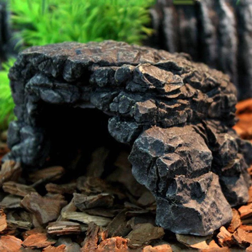 ZPAQI Reptile Rock Hideout Habitat Decoration Non Toxic Resin Realistic Cave for Pocket Pets Small Amphibians Spiders Iguanas Animals & Pet Supplies > Pet Supplies > Small Animal Supplies > Small Animal Habitat Accessories ZPAQI   