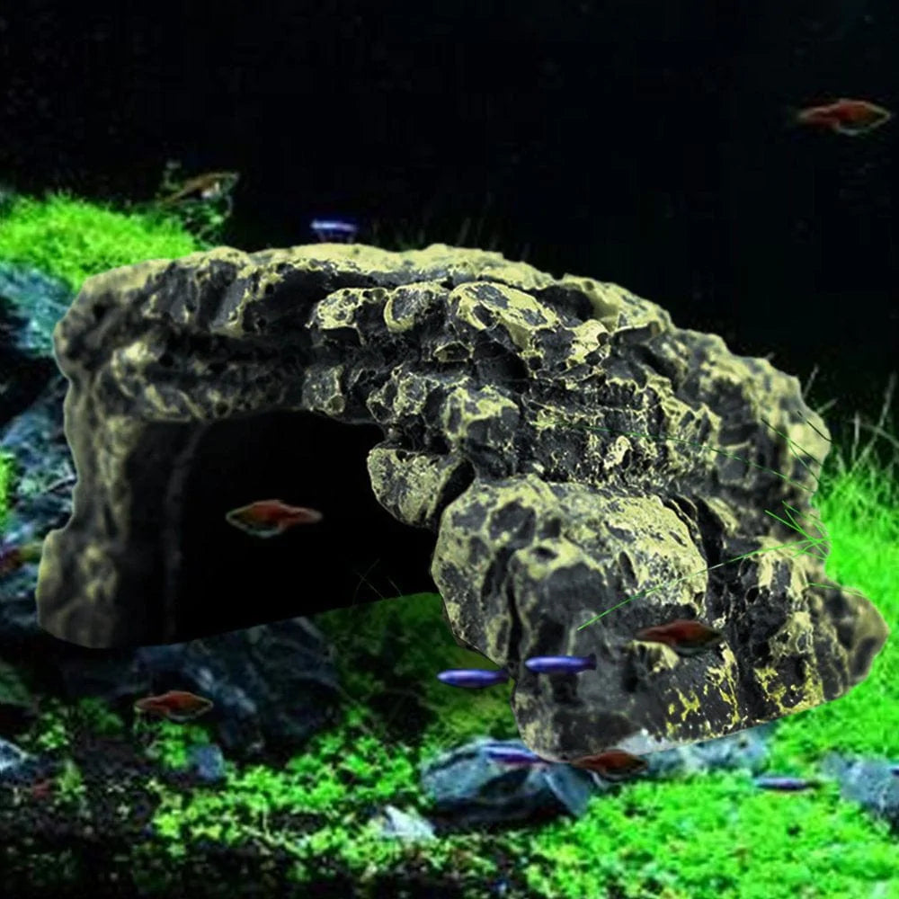 ZPAQI Reptile Rock Hideout Habitat Decoration Non Toxic Resin Realistic Cave for Pocket Pets Small Amphibians Spiders Iguanas Animals & Pet Supplies > Pet Supplies > Small Animal Supplies > Small Animal Habitat Accessories ZPAQI   