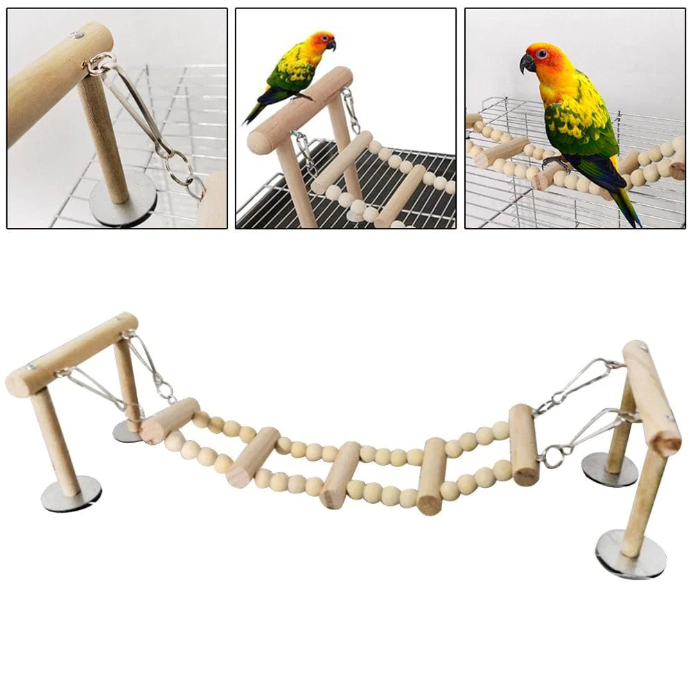 ZPAQI Wooden Bird Perches Stand Toys Parrot Swing Climbing Ladder Parakeet Cockatiel Lovebirds Finches Play Gyms Playground Animals & Pet Supplies > Pet Supplies > Bird Supplies > Bird Ladders & Perches ZPAQI   
