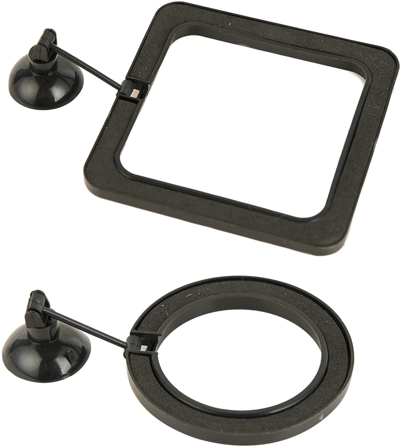 ZRDR Fish Feeding Ring, 2 Pack Black Aquarium Floating Food Feeder Circle Small round and Square with Flexible Lever Suitable and Suction Cup, Reduces Fish Feeder Waste and Maintains Water Quality Animals & Pet Supplies > Pet Supplies > Fish Supplies > Aquarium Fish Nets ZRDR   