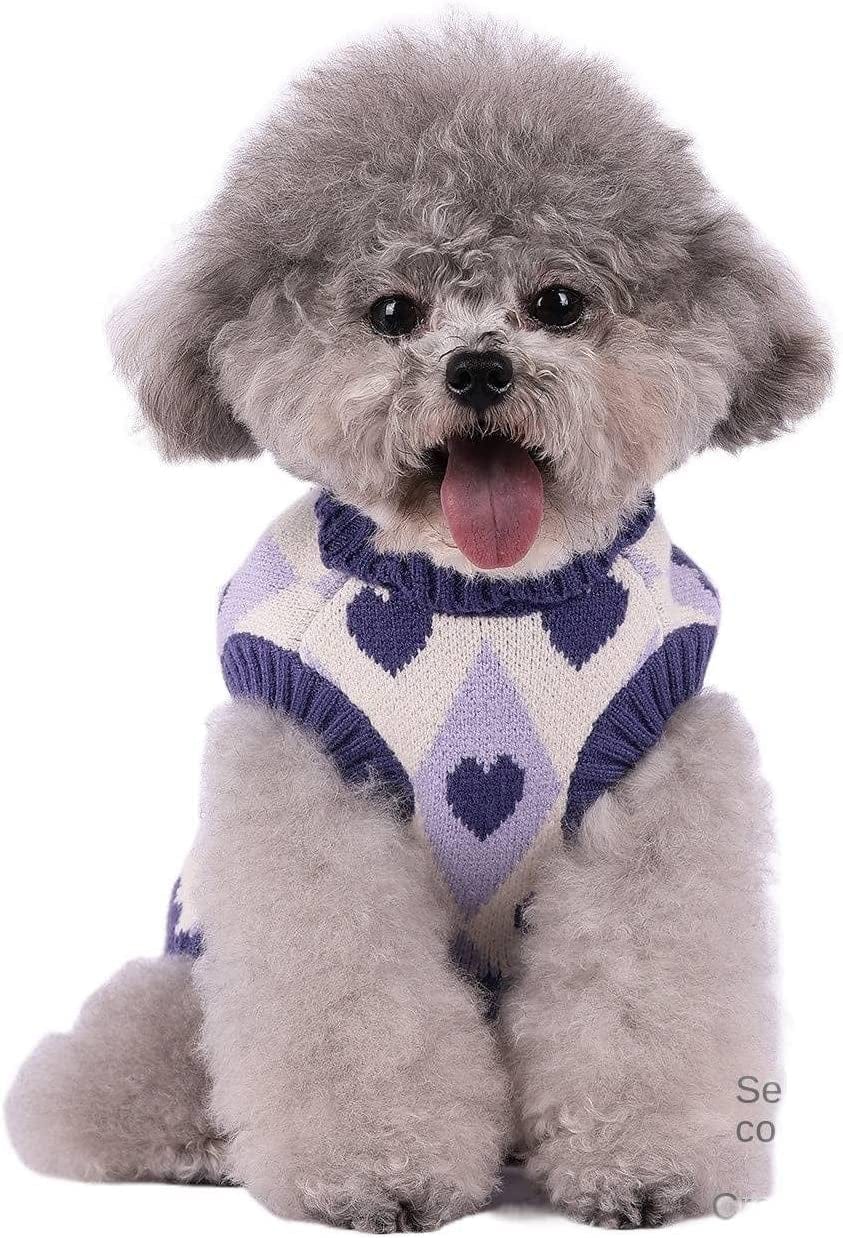 ZSQZJJ Pet New Knitted Love Sleeveless Sweater Thickened Warm Winter Puppy Dog Clothes Medium-Sized Dog Pet Clothing Animals & Pet Supplies > Pet Supplies > Dog Supplies > Dog Apparel ZSQZJJ   