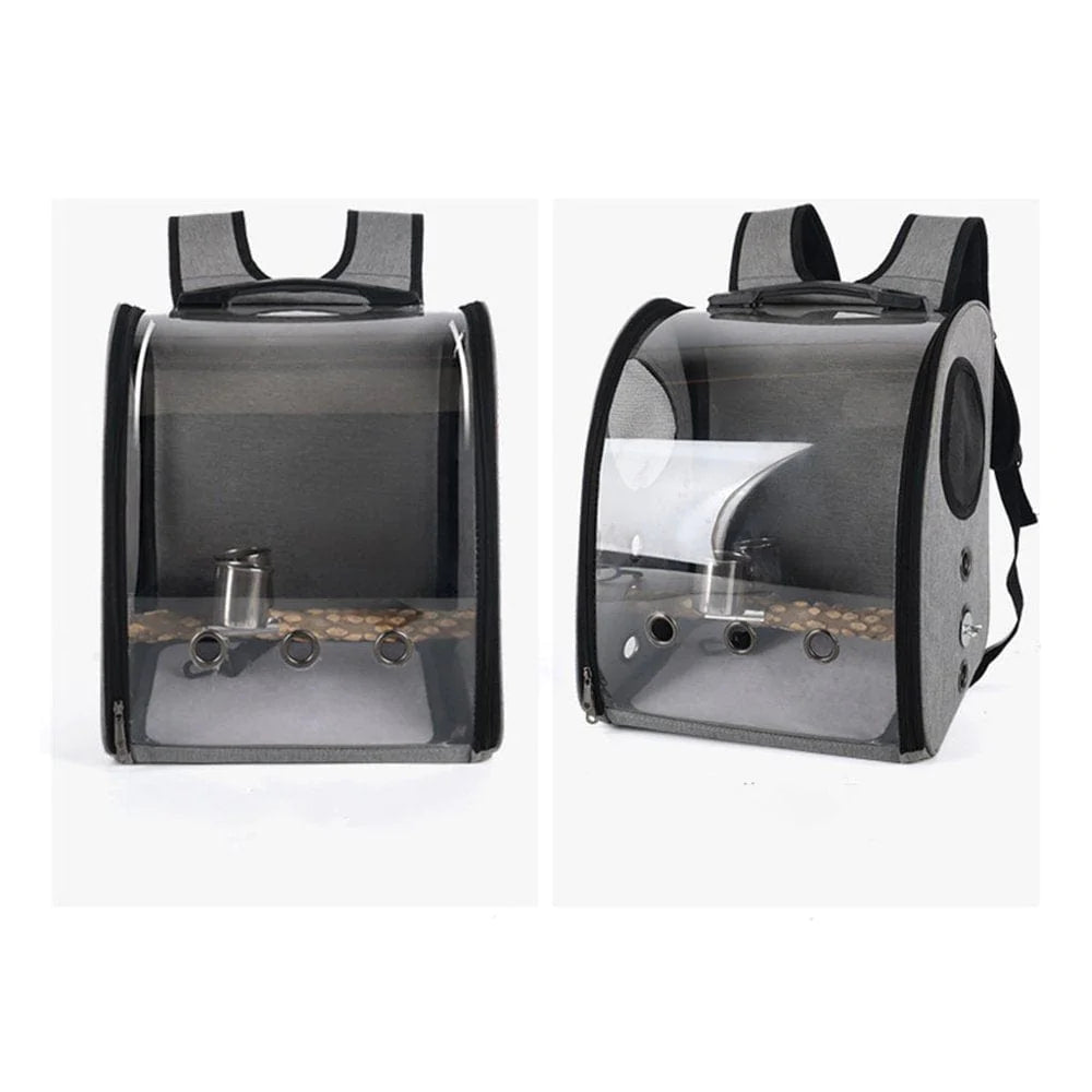 ZUARFY Parrot Backpack Carriers Bag Pet Bird Bubble Backpack Transparent Travel Cage with Stand Perch Cup for Travel Hiking Animals & Pet Supplies > Pet Supplies > Bird Supplies > Bird Cages & Stands ZUARFY   