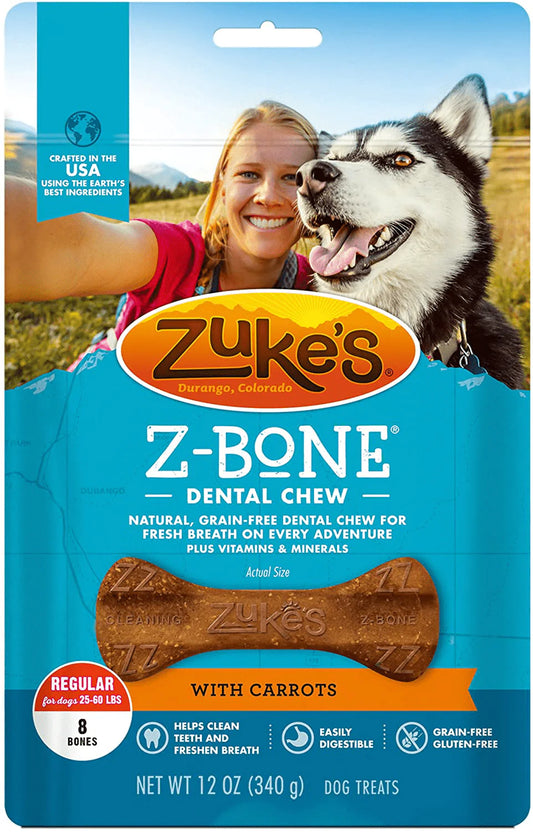 Zuke'S Z-Bone Grain Free Dental Chew Dog Treat Animals & Pet Supplies > Pet Supplies > Dog Supplies > Dog Treats Zuke's Medium Dog (25-60 Pound) Carrots 8 Count (Pack of 1)
