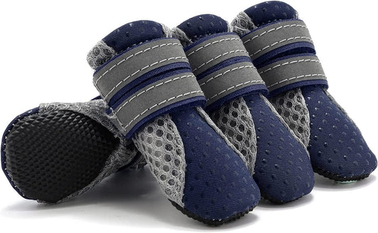 Zunea Dog Boots for Hot Pavement Summer Breathable Soft Mesh Paw Protectors Puppy Small Dog Shoes with Adjustable Safe Reflective Strap and Rugged Anti-Slip Sole Blue S Animals & Pet Supplies > Pet Supplies > Dog Supplies > Dog Apparel ZUNEA blue mini S(1.38 * 1.18") 