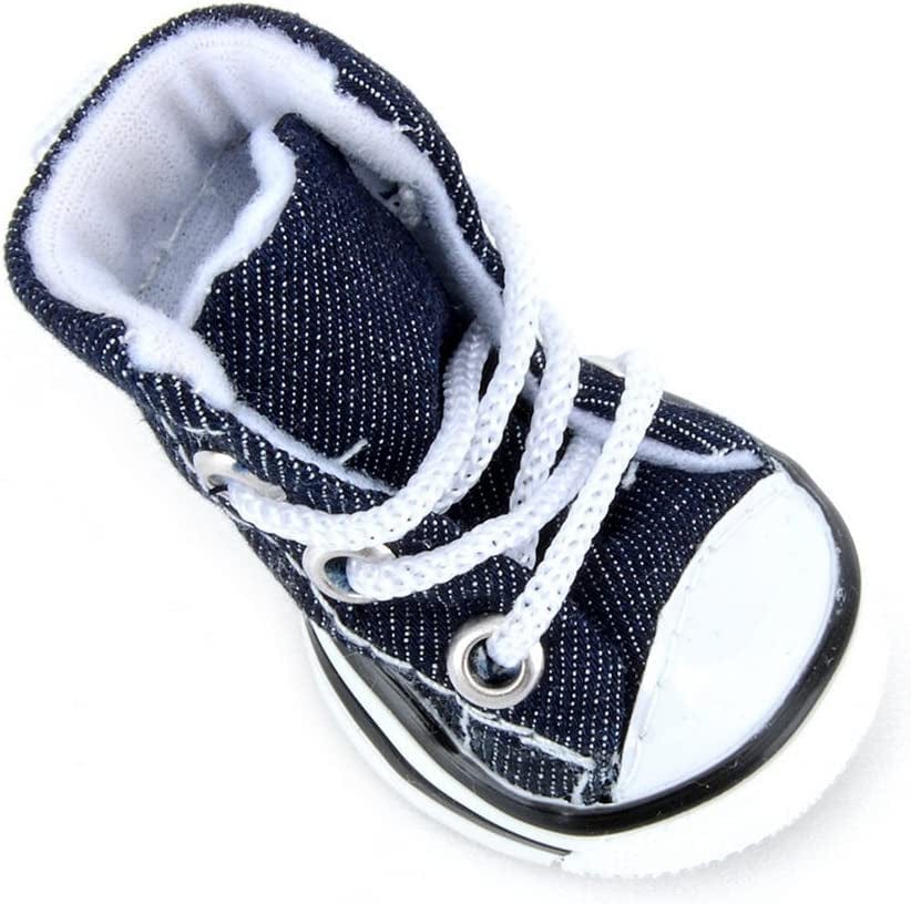 Zunea Dog Shoes Denim Canvas Puppy Lace up Sneaker Summer Outdoor Walking Dog Booties Non Slip Sport Casual Pet Boots Paw Protectors for Chihuahua Doggies Small Dogs - 2# Animals & Pet Supplies > Pet Supplies > Dog Supplies > Dog Apparel ZUNEA   