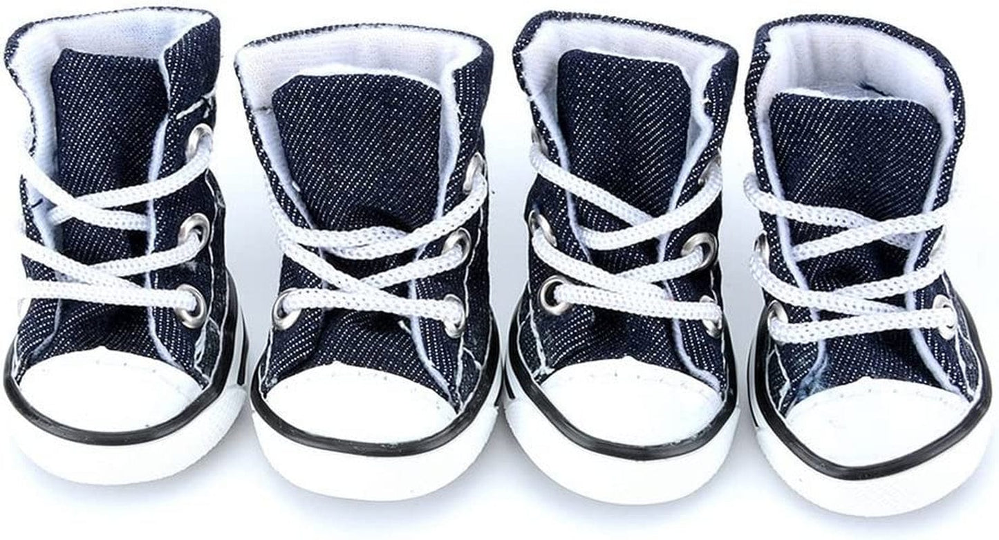 Zunea Dog Shoes Denim Canvas Puppy Lace up Sneaker Summer Outdoor Walking Dog Booties Non Slip Sport Casual Pet Boots Paw Protectors for Chihuahua Doggies Small Dogs - 2# Animals & Pet Supplies > Pet Supplies > Dog Supplies > Dog Apparel ZUNEA   