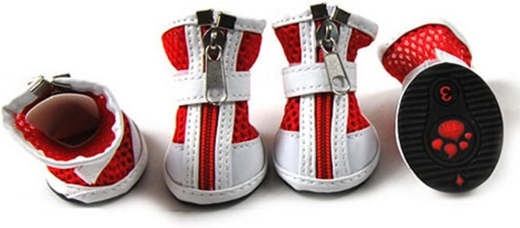 ZUNEA Small Dog Shoes for Hot Pavement Summer Breathable Mesh Boots Adjustable Non Slip Zipper Pet Dogs Booties White PU Paw Protector Red 5# Animals & Pet Supplies > Pet Supplies > Dog Supplies > Dog Apparel ZUNEA   