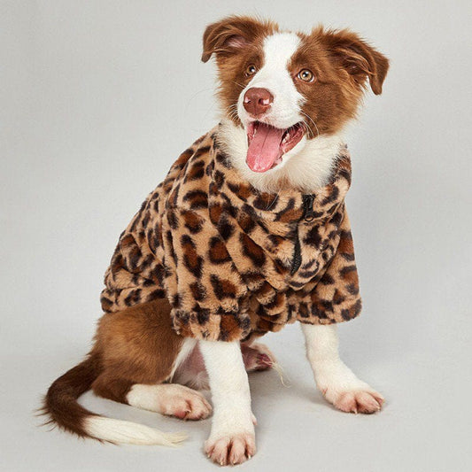 Zupora Plush Pet Clothes Leopard Print Knitwear Warm Pet Dog Sweater Coat Soft Pup Chihuahua Dogs Shirt Jacket Winter Puppy Doggy Sweater Pet Apparel Outfit for Small Medium Dogs, XS-2XL Animals & Pet Supplies > Pet Supplies > Dog Supplies > Dog Apparel Zupora L  