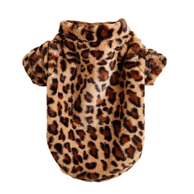 Zupora Plush Pet Clothes Leopard Print Knitwear Warm Pet Dog Sweater Coat Soft Pup Chihuahua Dogs Shirt Jacket Winter Puppy Doggy Sweater Pet Apparel Outfit for Small Medium Dogs, XS-2XL