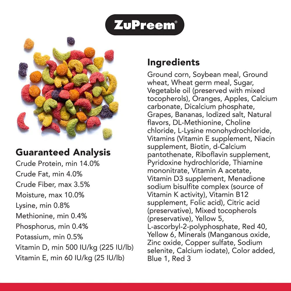 Zupreem Fruitblend | Daily Bird Food for Parrots & Conures | 12Lbs Animals & Pet Supplies > Pet Supplies > Bird Supplies > Bird Food Zupreem   