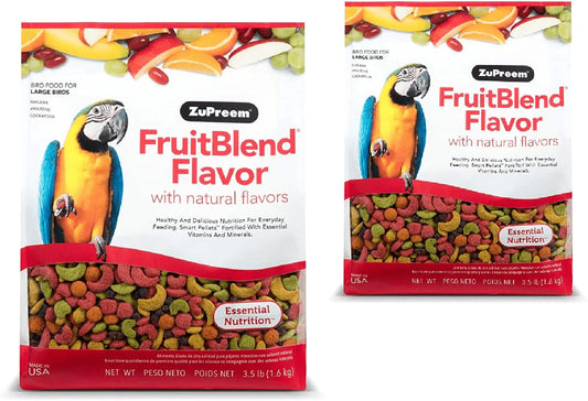 Zupreem Fruitblend Flavor Pellets Bird Food for Large Birds (Multiple Sizes) - Daily Blend Made in USA for Amazons, Macaws, Cockatoos Animals & Pet Supplies > Pet Supplies > Bird Supplies > Bird Food ZuPreem FruitBlend 3.5 Pound (Pack of 2) 