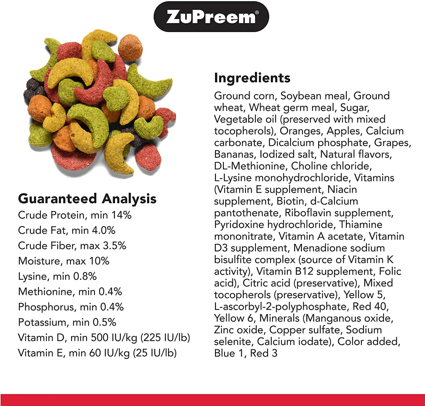Zupreem Fruitblend Flavor Pellets Bird Food for Large Birds (Multiple Sizes) - Daily Blend Made in USA for Amazons, Macaws, Cockatoos Animals & Pet Supplies > Pet Supplies > Bird Supplies > Bird Food ZuPreem   