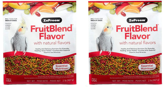 Zupreem Fruitblend Flavor Pellets Bird Food for Medium Birds (Multiple Sizes) - Daily Blend Made in USA for Cockatiels, Quakers, Lovebirds, Small Conures Animals & Pet Supplies > Pet Supplies > Bird Supplies > Bird Food ZuPreem FruitBlend 2 Pound (Pack of 2) 