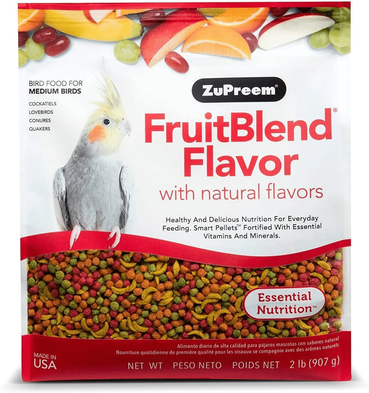 Zupreem Fruitblend Flavor Pellets Bird Food for Medium Birds (Multiple Sizes) - Daily Blend Made in USA for Cockatiels, Quakers, Lovebirds, Small Conures Animals & Pet Supplies > Pet Supplies > Bird Supplies > Bird Food ZuPreem FruitBlend 2 Pound (Pack of 1) 