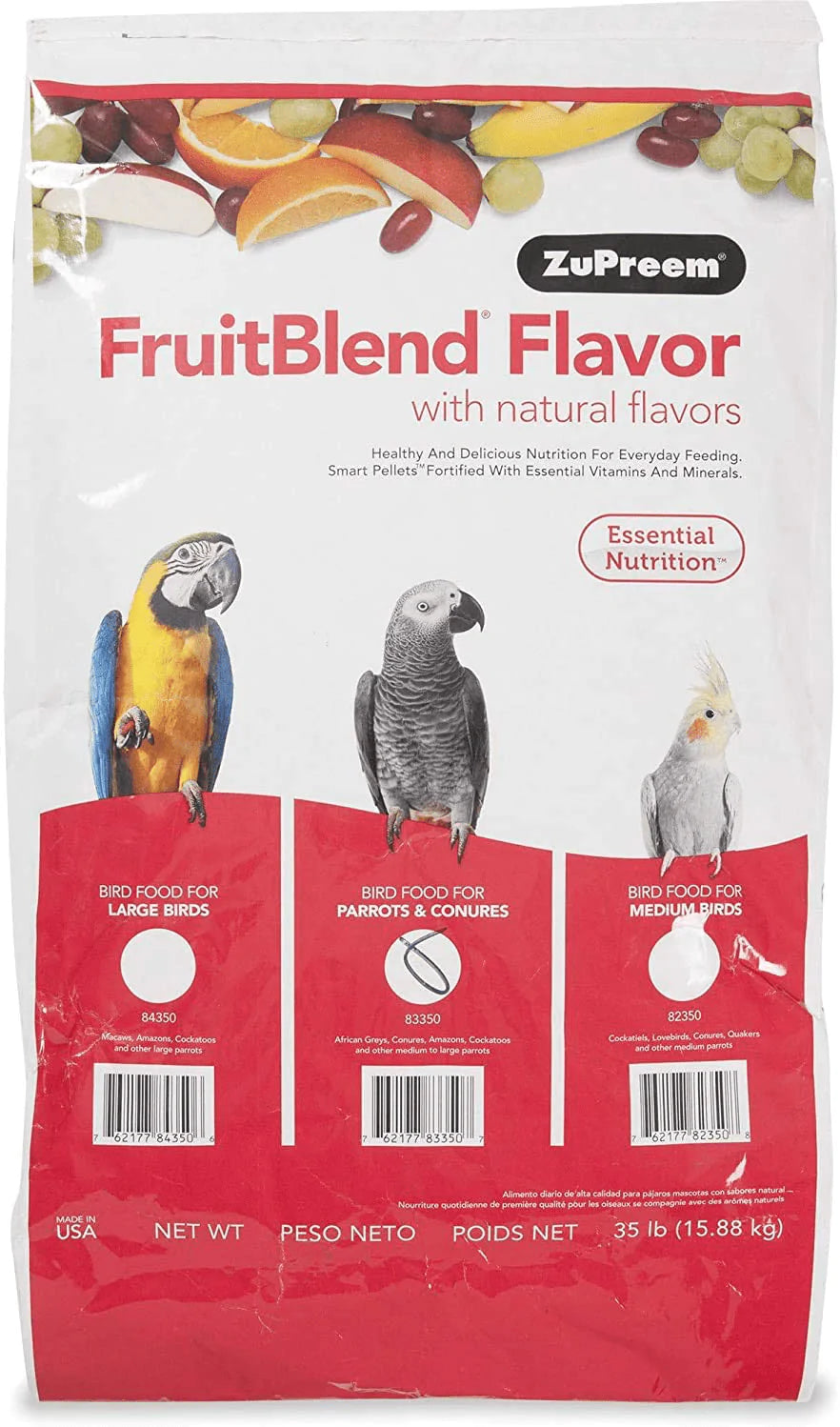 Zupreem Fruitblend Flavor Pellets Bird Food for Parrots and Conures (Multiple Sizes) - Daily Blend Made in USA for Caiques, African Greys, Senegals, Amazons, Eclectus, Small Cockatoos Animals & Pet Supplies > Pet Supplies > Bird Supplies > Bird Food ZuPreem FruitBlend 35 Pound (Pack of 1) 