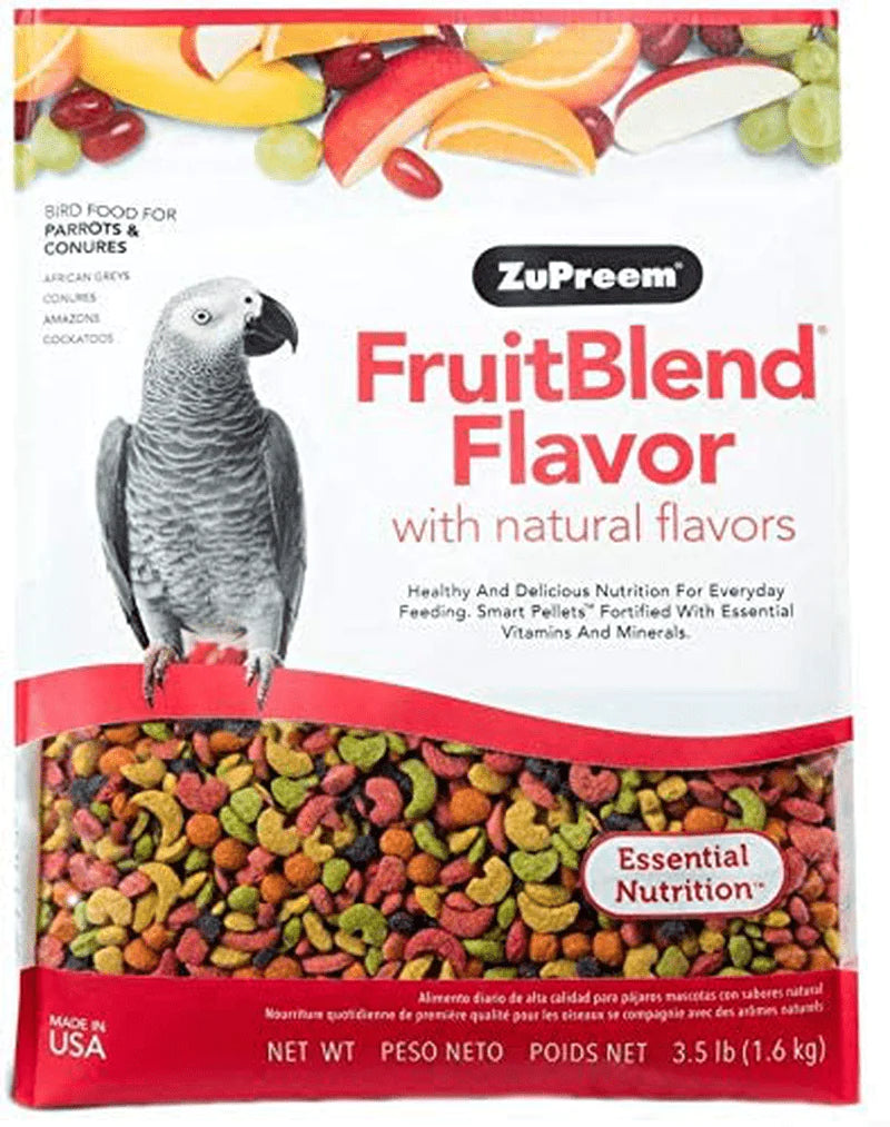 Zupreem Fruitblend Flavor Pellets Bird Food for Parrots and Conures (Multiple Sizes) - Daily Blend Made in USA for Caiques, African Greys, Senegals, Amazons, Eclectus, Small Cockatoos Animals & Pet Supplies > Pet Supplies > Bird Supplies > Bird Food ZuPreem FruitBlend 3.5 Pound (Pack of 1) 