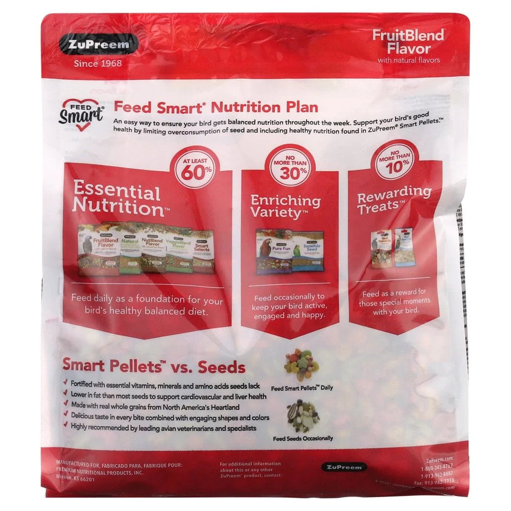 Zupreem® Fruitblend® Flavor with Natural Flavors | Daily Bird Food for Parrots & Conures | 2Lbs Animals & Pet Supplies > Pet Supplies > Bird Supplies > Bird Treats Zupreem   