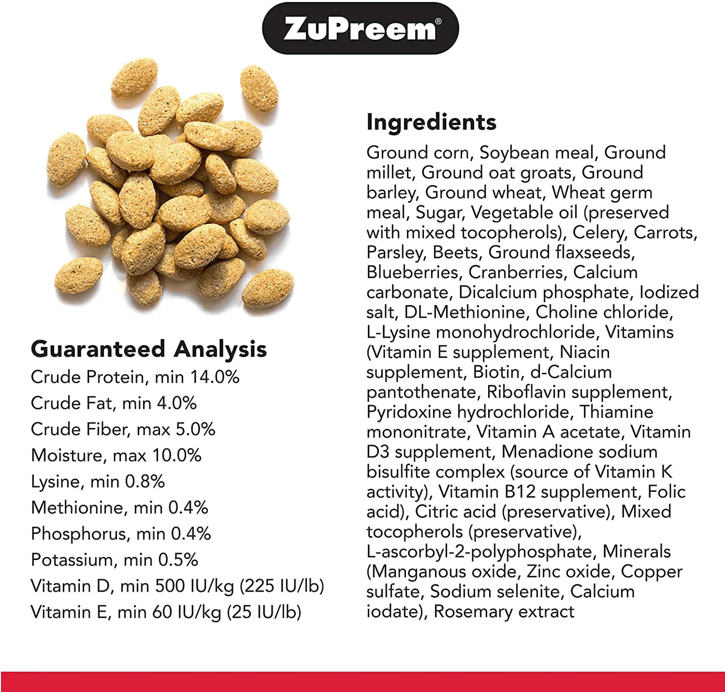 Zupreem Natural Bird Food Pellets for Large Birds (Multiple Sizes) - Everyday Feeding Made in USA, Essential Vitamins, Minerals, Amino Acids for Amazons, Macaws, Cockatoos Animals & Pet Supplies > Pet Supplies > Bird Supplies > Bird Food ZuPreem   