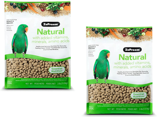 Zupreem Natural Bird Food Pellets for Parrots & Conures - Daily Nutrition, Made in USA for Caiques, African Greys, Senegals, Amazons, Eclectus Animals & Pet Supplies > Pet Supplies > Bird Supplies > Bird Food ZuPreem Natural 3 Pound (Pack of 2) 