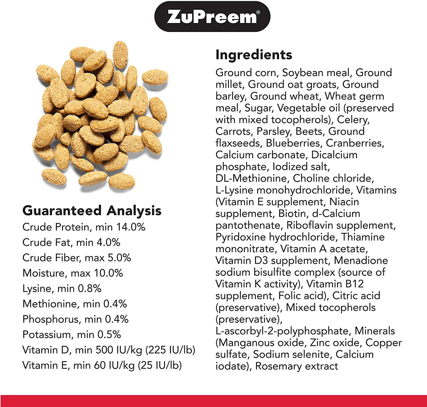 Zupreem Natural Bird Food Pellets for Parrots & Conures - Daily Nutrition, Made in USA for Caiques, African Greys, Senegals, Amazons, Eclectus Animals & Pet Supplies > Pet Supplies > Bird Supplies > Bird Food ZuPreem   